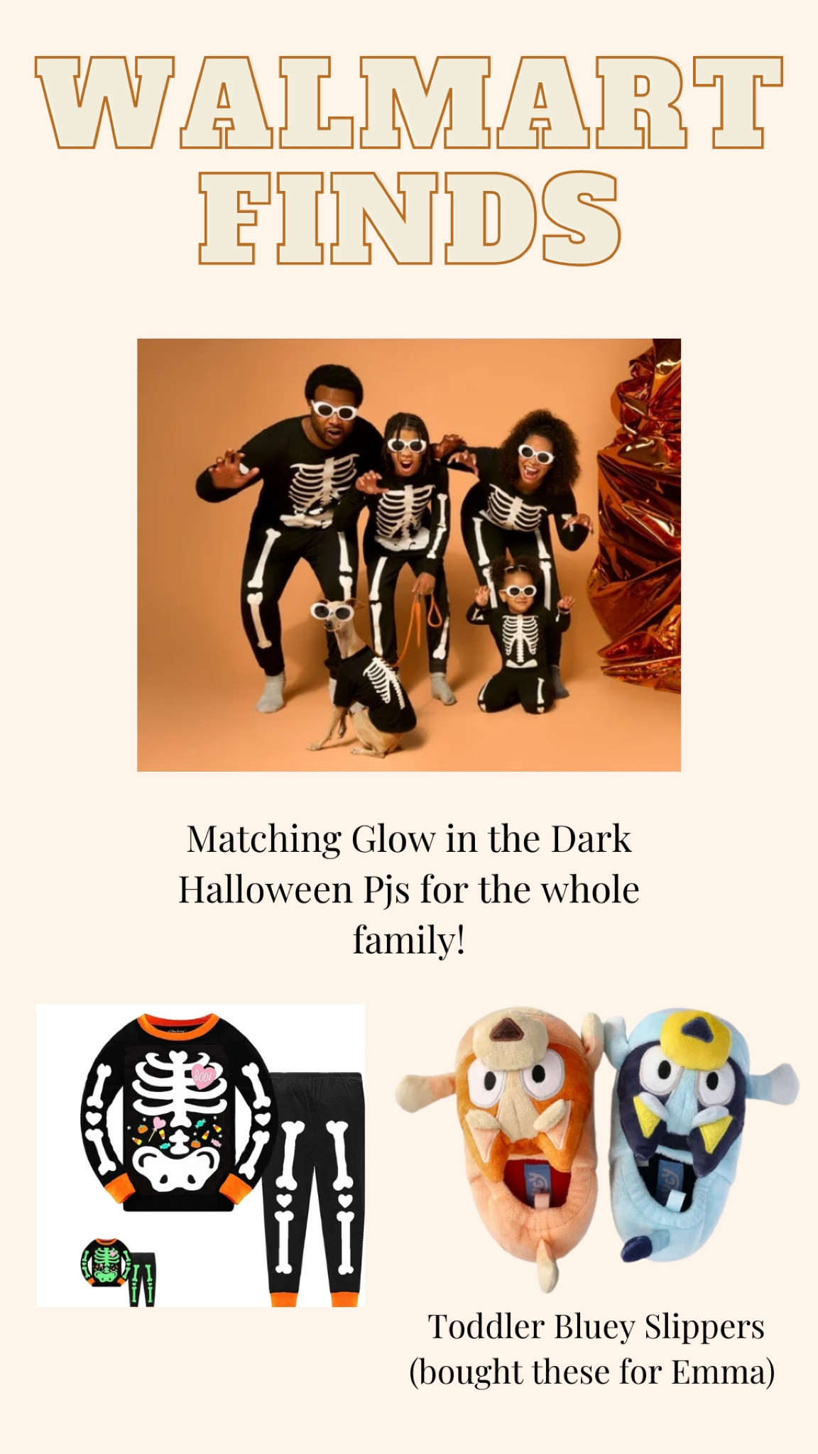 Matching glow in the dark family Halloween pjs. And the cutest toddler Bluey Slippers! 

#LTKSeasonal #LTKkids #LTKfamily