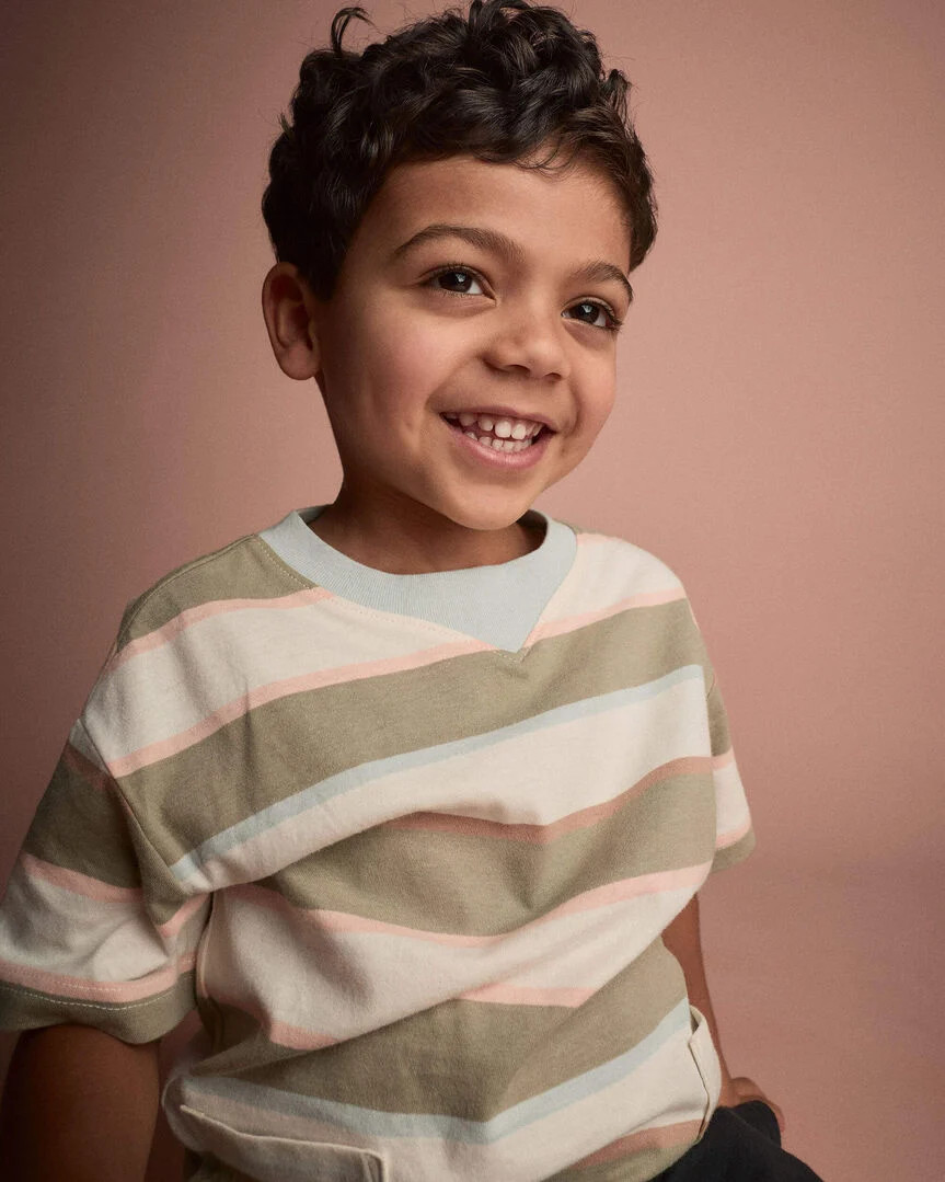 Toddler Boy Otter Pocket Tee in Stripes - Cream/Light Blue - Otter Avenue | Carter's | Carter's Inc