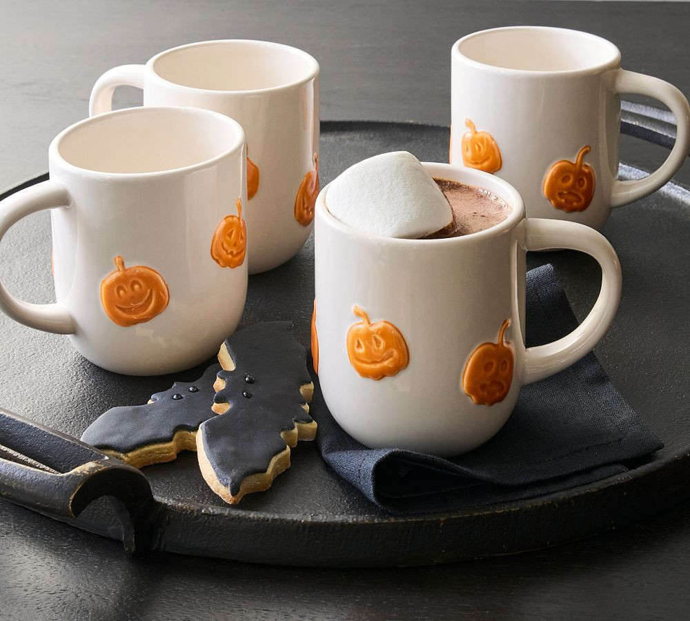 Jack-O-Lantern Stoneware Icon Mugs - Set of 2 | Pottery Barn (US)
