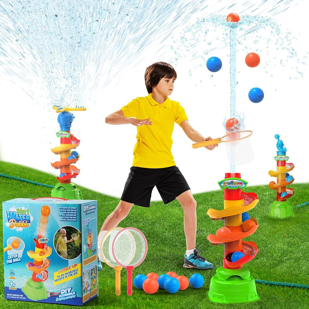 3-in-1 Outdoor Water Toys, Water Sprinkler for Kids, Catch Ball Game, 360° Roating Spray Water, ... | Amazon (US)
