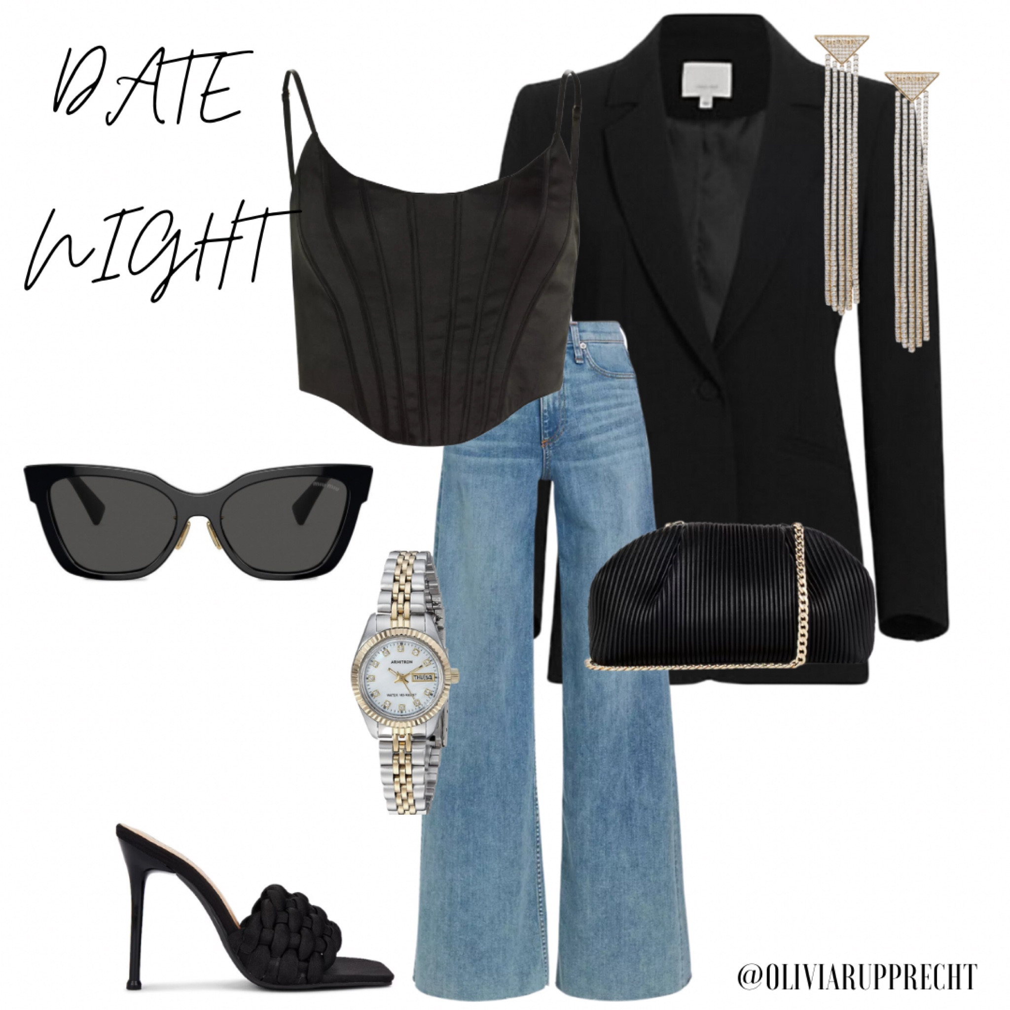 Date night | heels | blazer | jacket | shoes | sunglasses | watch | jeans | pants | earrings | black | jewelry | fashion | style | trend | 

#LTKU #LTKshoecrush #LTKbeauty