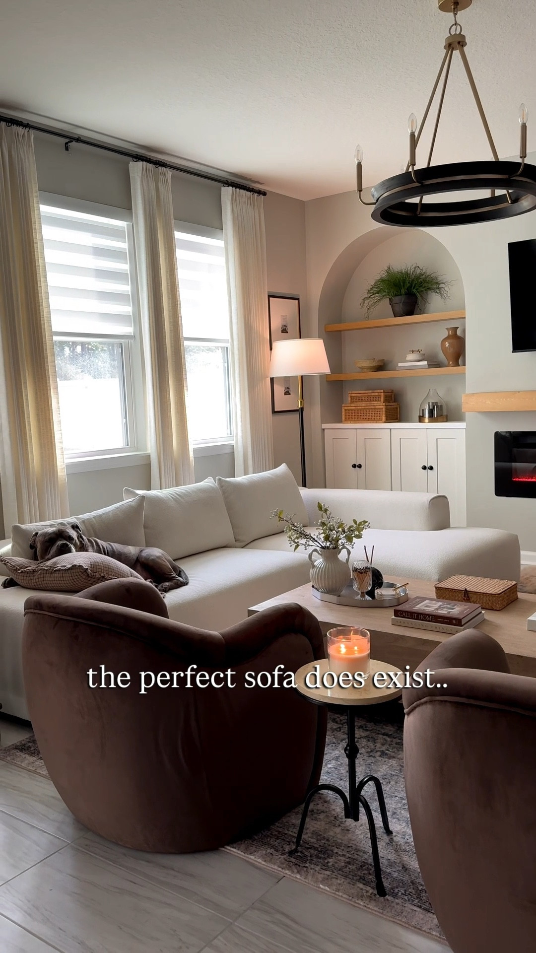 The perfect sofa does exist.. 😍 it’s cozy, pet friendly & I love the boucle material and modern look. Perfect fit for our living room!  

Living room sofa, neutral home decor, neutral living room, Amazon home finds, Amazon sofa, Amazon curtains