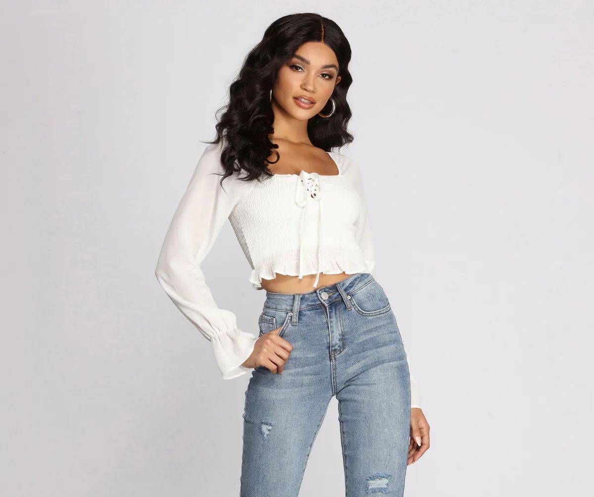Sweet Thing Ruffle Smocked Crop Top | Windsor Stores
