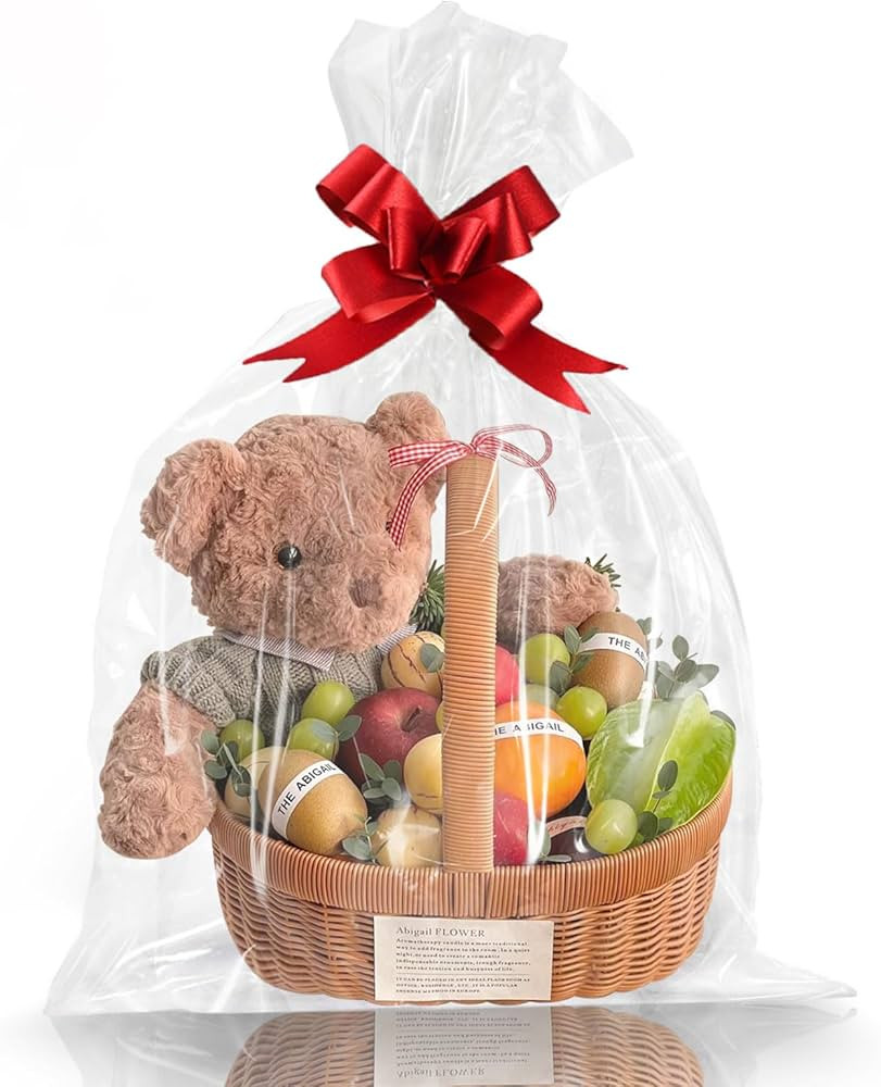 Clear Gift Bags 10 PCS 16x24 Inches Large Cellophane Wrap for Gift Baskets Wrapping Plastic with ... | Amazon (US)