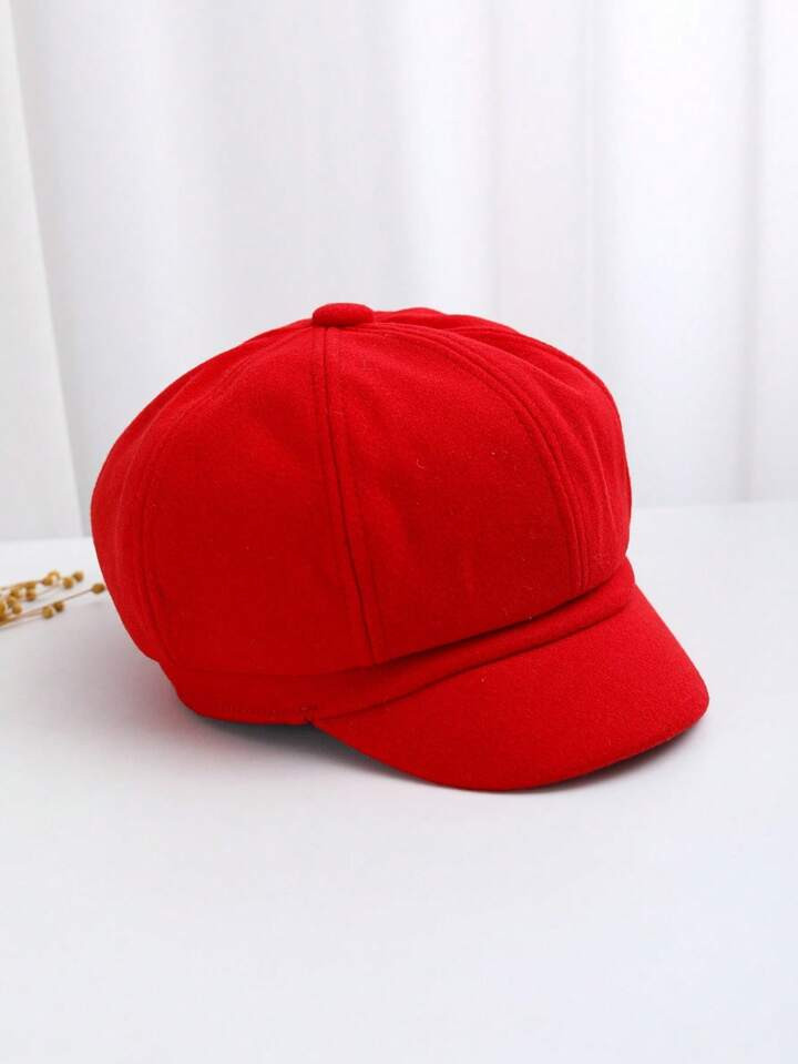 Trends1pc Women's Wool Octagonal Beret Hat, Simple Design, Warm And Suitable For Everyday Use | SHEIN
