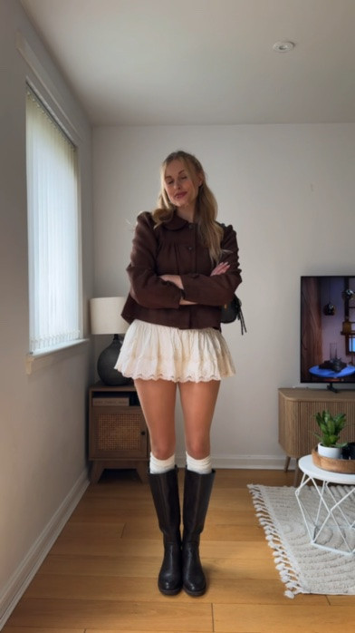 Autumn outfit inspo with white mini skirt 
#outfitinspo#fallfashion#whiteminiskirt#fashionuk#autumnaesthetic

#LTKuk #LTKautumn #LTKdatenight