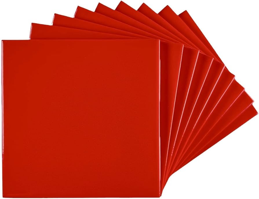 4 in Ceramic Tile 4.25 inch Gloss (Shinny) 4 1/4" Box of 10 Piece for Bathroom Wall and Kitchen B... | Amazon (US)