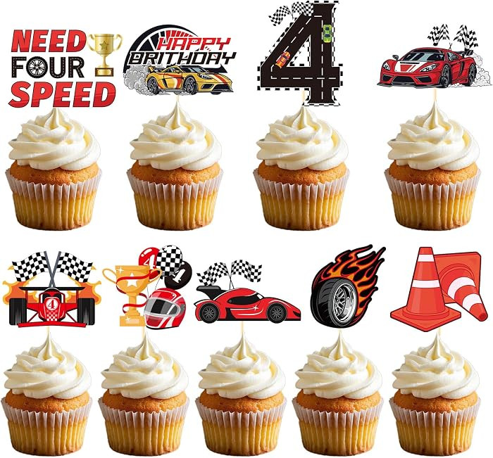 Need Four Speed Birthday Decorations - Rakuto 36PCS Need 4 Speed Cupcake Toppers Bday Decoration ... | Amazon (US)