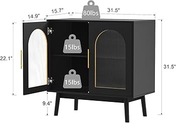 SINROM Sideboard Buffet Cabinet, Accent Kitchen Storage Cabinet with Glass Doors, Modern Console ... | Amazon (US)