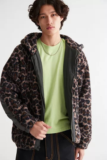 UO Patterned Fleece Hooded Jacket | Urban Outfitters (US and RoW)