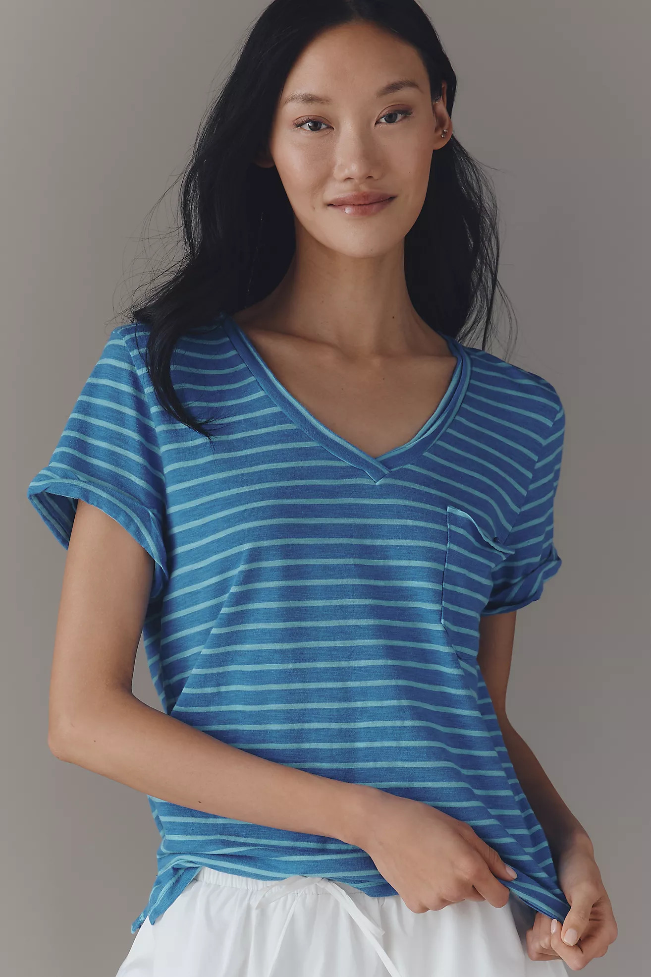 The Quinn Short-Sleeve V-Neck Tee by Pilcro | Anthropologie (US)