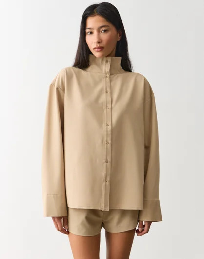 Funnel Neck Button Up Shirt | Glassons (Australia)