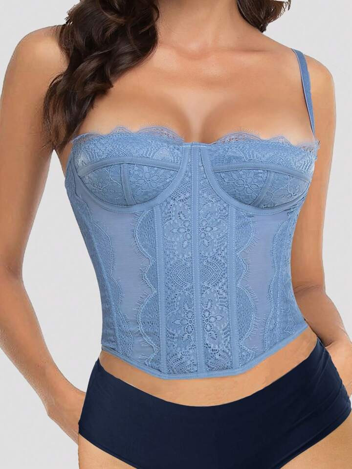 1pc Lace Bustier Corset Tops For Women Sexy Going Out Party Club Top With Buckle, Suitable For We... | SHEIN