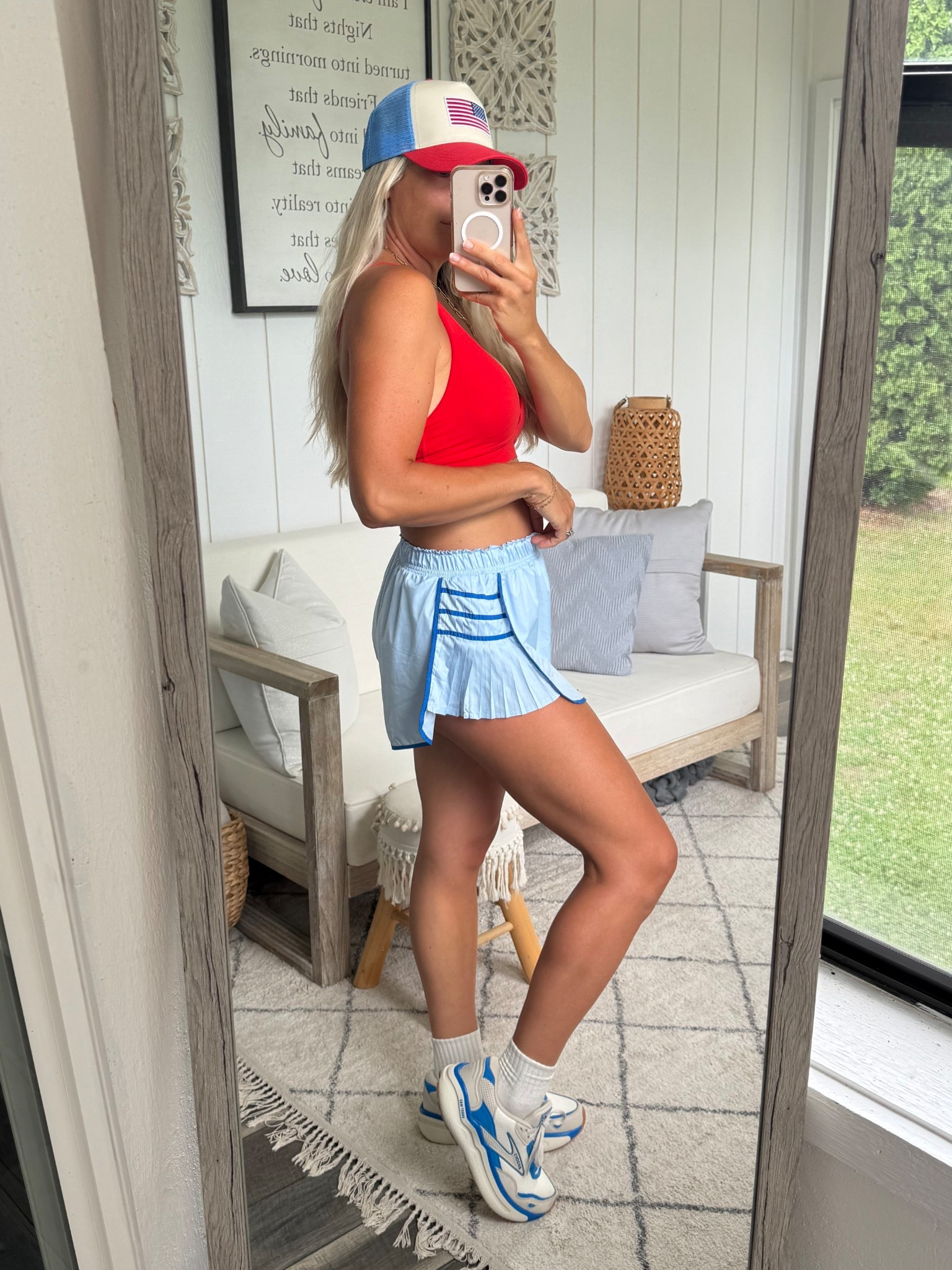 Another cutsie short! My exact ones are from Altard State but linked similar! Wearing size small in the Athleta spots bra and in the shorts. Love love the sports bra and it just went on sale!!

#LTKSaleAlert #LTKSeasonal #LTKActive