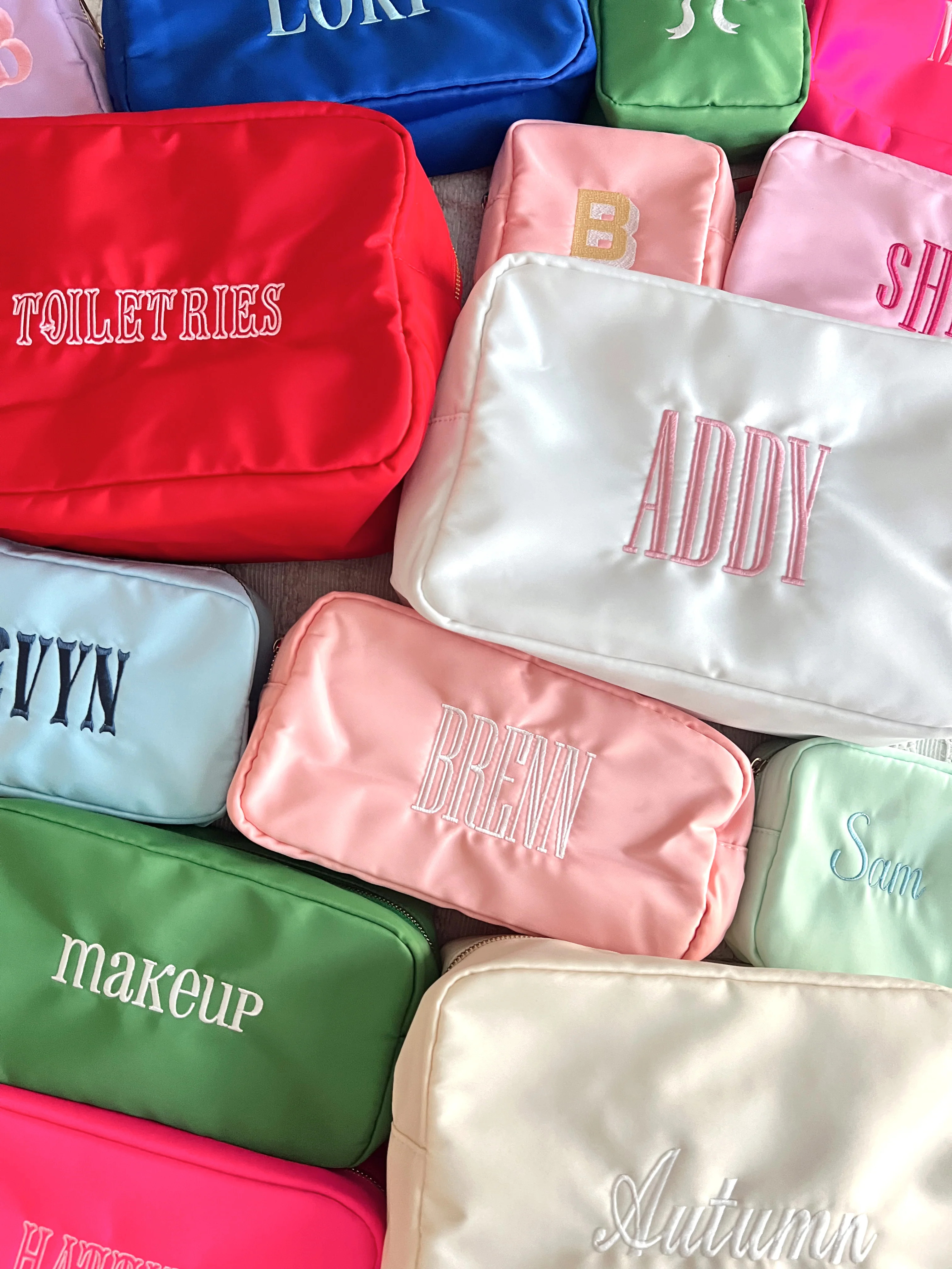 Nylon Customizable Makeup Bag Collection - Embroidery | KenzKustomz