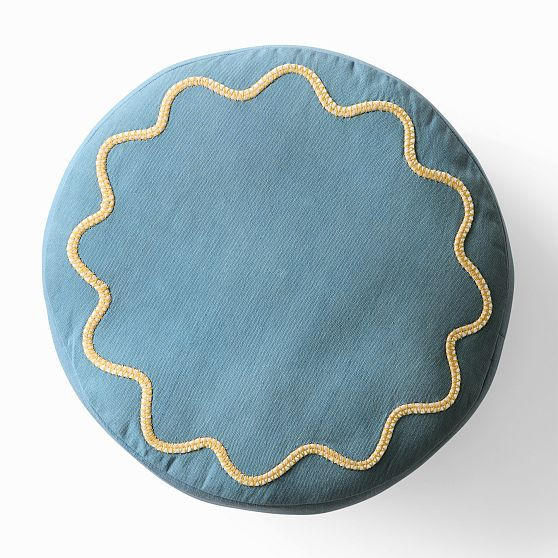 Rhode Wiggle Round Pillow, Round 14in, Freshwater Blue | West Elm (US)
