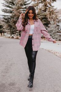 Chic Edge Pink Plaid Flannel Shacket FINAL SALE | Pink Lily