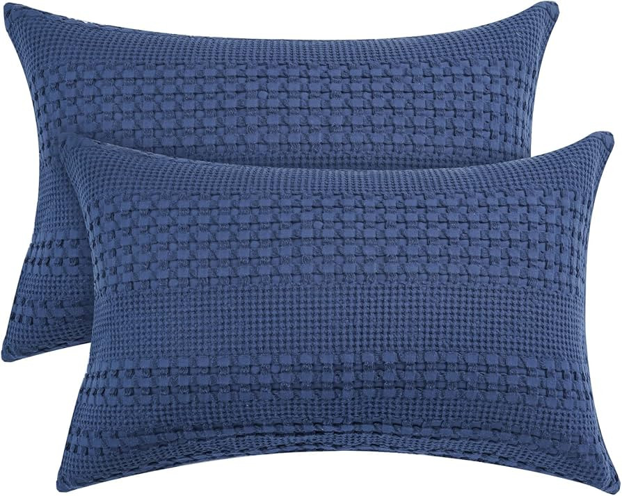 PHF 100% Cotton Waffle Pillowcases Standard Size, 2 Pack Soft Breathable Skin-Friendly Pillow Sha... | Amazon (US)