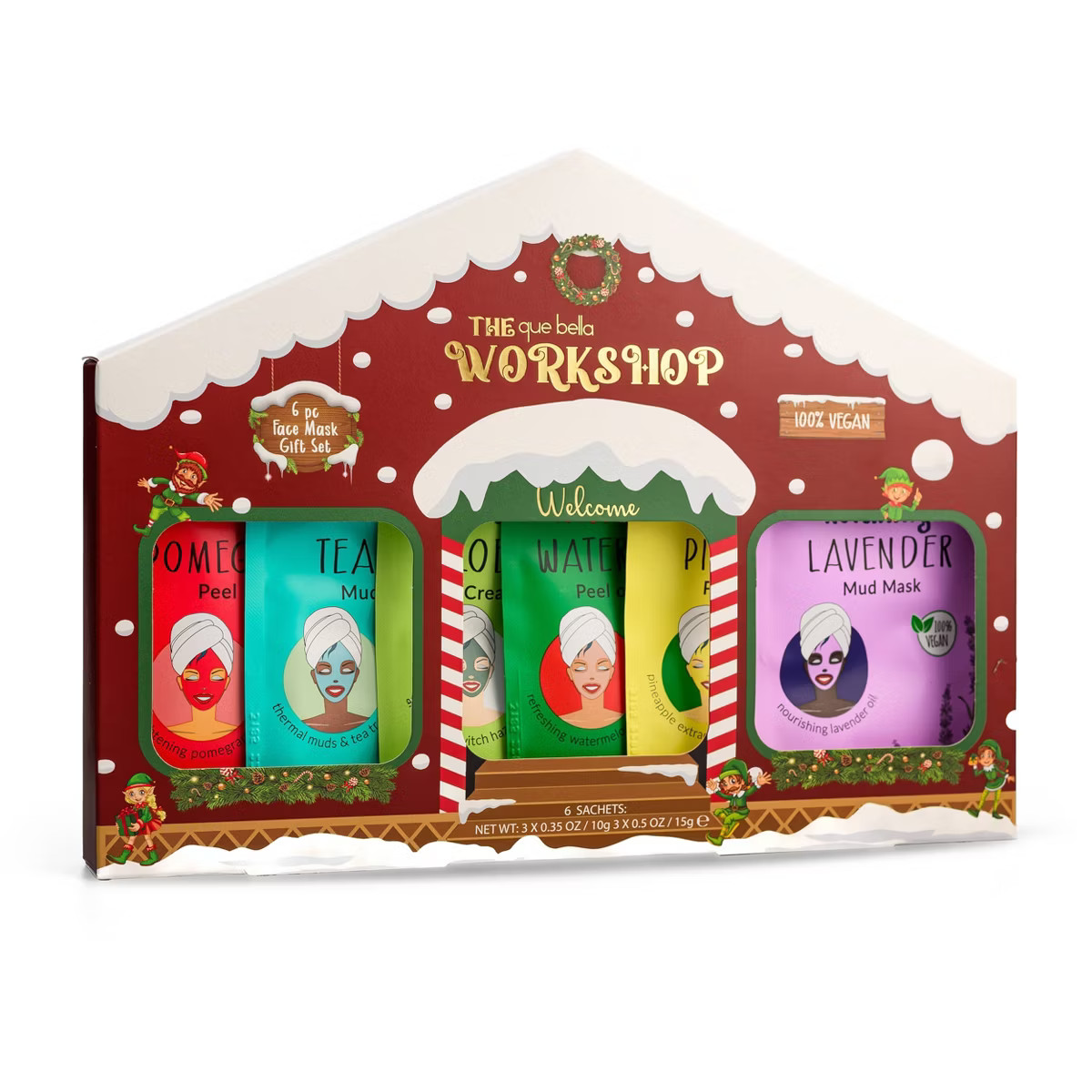 Que Bella Holiday Workshop Face Mask Gift Set – 2.5 fl oz/6pc | Target