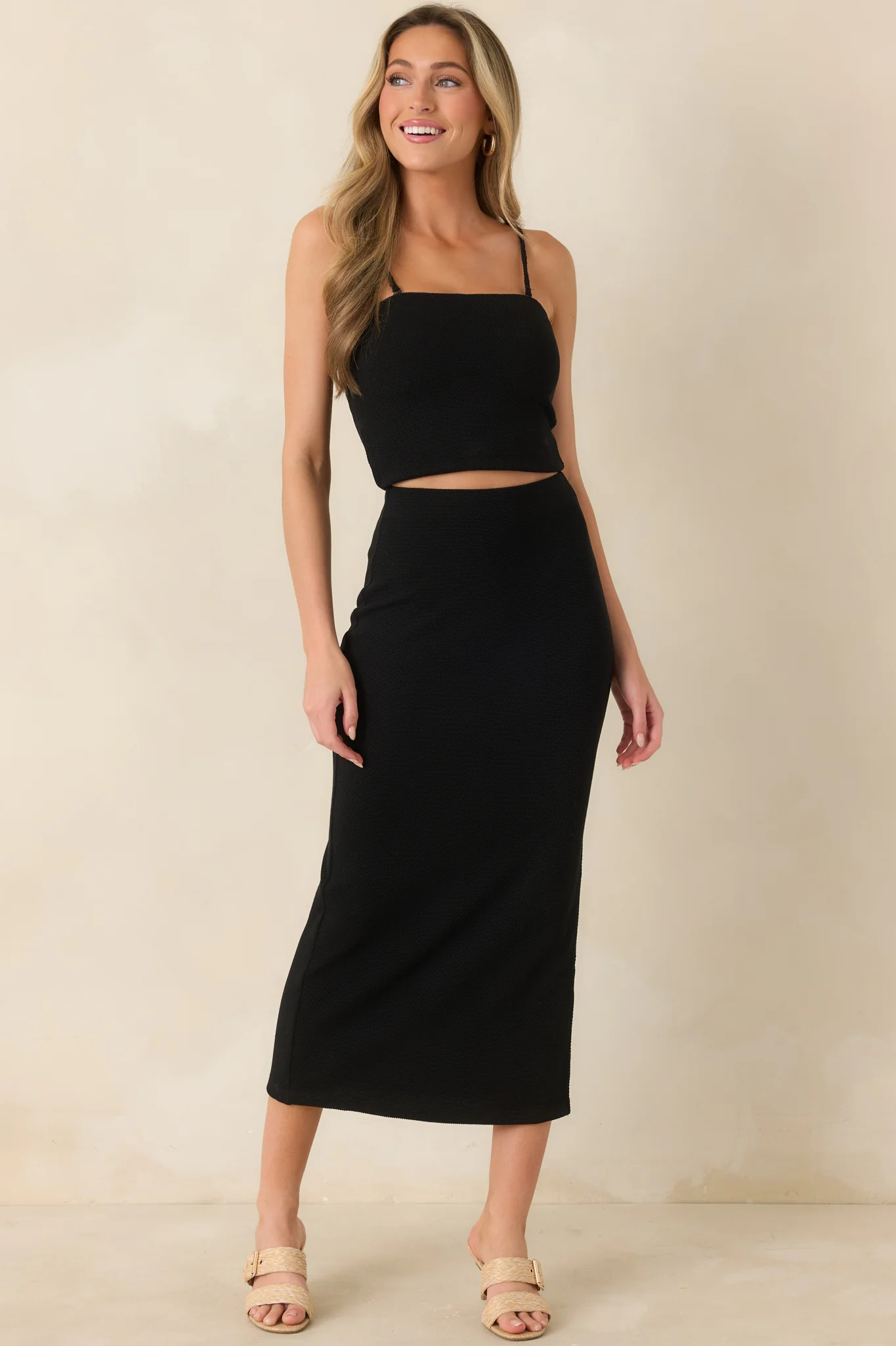 Z Supply Black Knit Caffari Tube Top | Red Dress