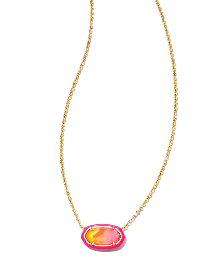 Elisa Gold Enamel Framed Short Pendant Necklace in Sunset Ombre Illusion | Kendra Scott