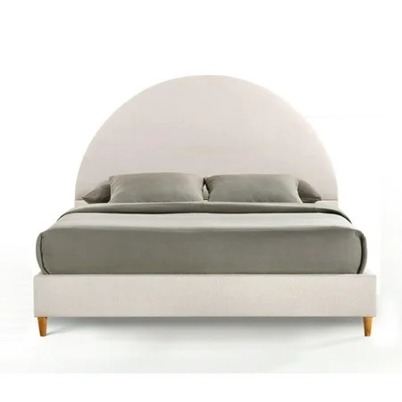 DG Casa Mila Queen Size Arch-Shaped Headboard Platform Bed Frame Boucle Fabric | Walmart (US)