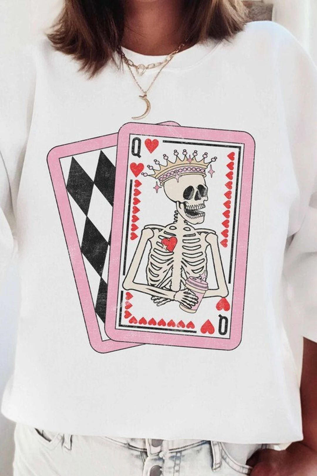 Queen of Hearts Sweatshirt Heart Sweatshirt Spooky Valentines Sweatshirt Valentines Day Sweatshir... | Etsy (US)