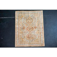 3'9 X 5'1 Classic Antique Rug Muted Denim, Copper + Cream Carpet Sb | Etsy (US)