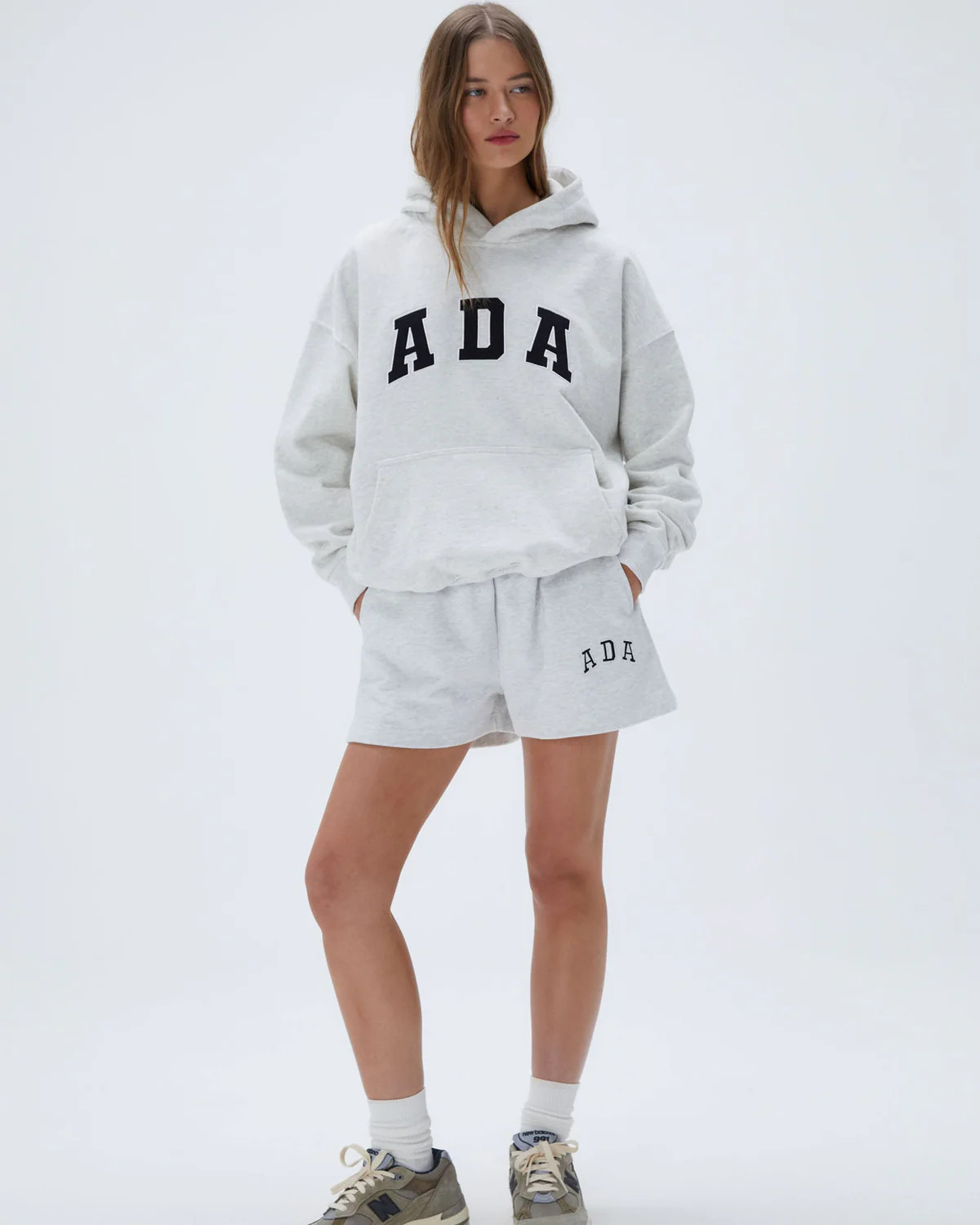 ADA Oversized Hoodie - Light Grey Melange | Adanola UK