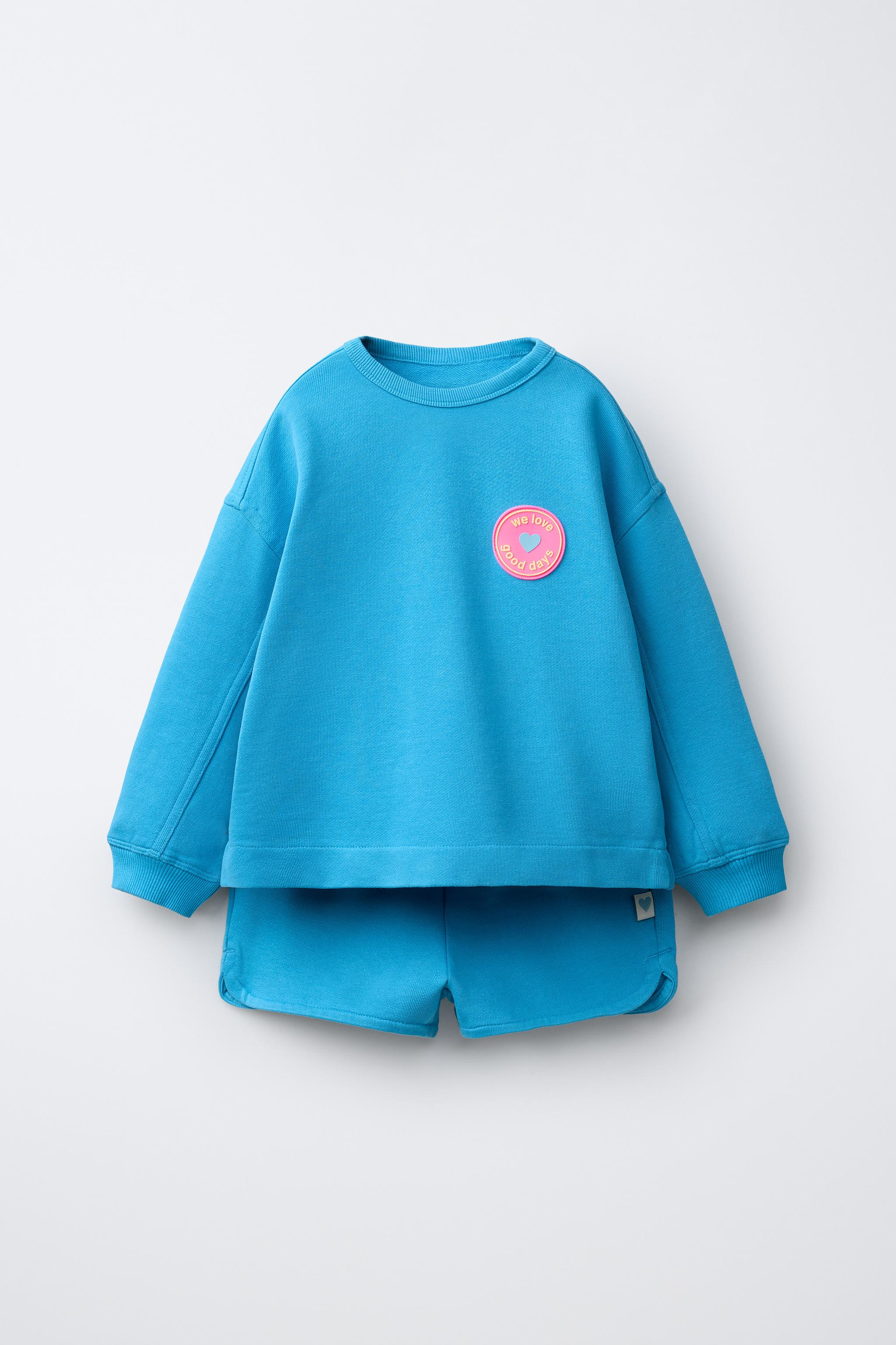 SWEATSHIRT AND RUBBERIZED FLOWER BERMUDA SET | Zara US