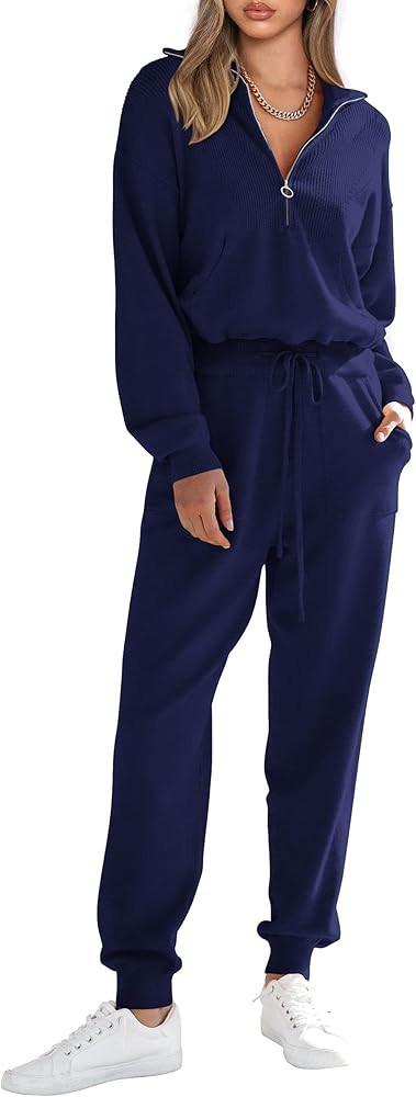 PRETTYGARDEN Women's 2 Piece Sweater Set Pullover Zip Up Sweatshirt Jogger Sweatpants Tracksuit C... | Amazon (CA)