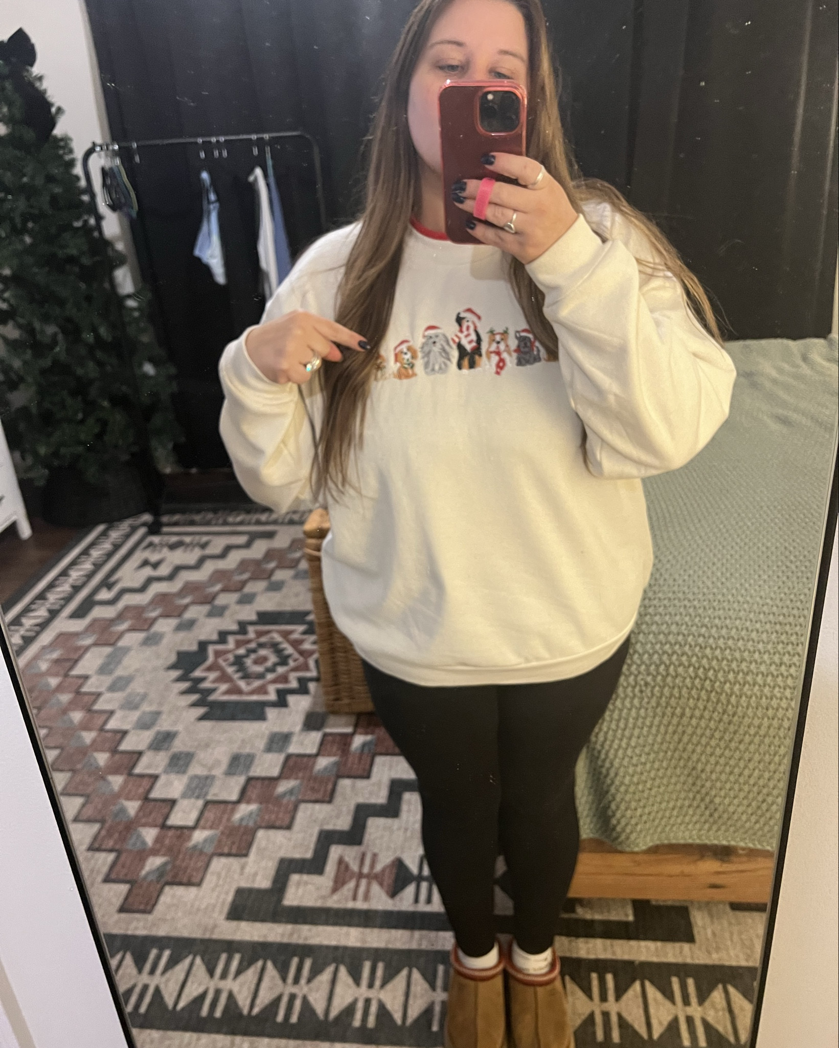 12.16 #wfh #ootd • Comfy with Christmas 🎄 

Sweater is Cracker Barrel - can’t link  

#LTKPlusSize #LTKGiftGuide #LTKHoliday