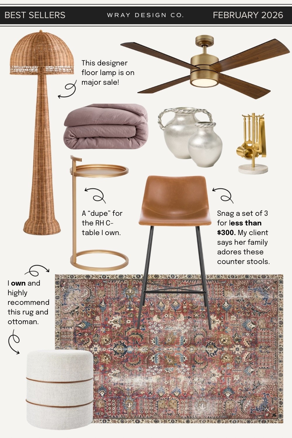 Best sellers from February! Y’all scored so many great items on sale. Including that sculptural rattan floor lamp and the C-table that looks just like the one I own from RH! Those faux leather counter stools were another favorite as they’re comfy and super affordable.

#LTKHome #LTKSaleAlert