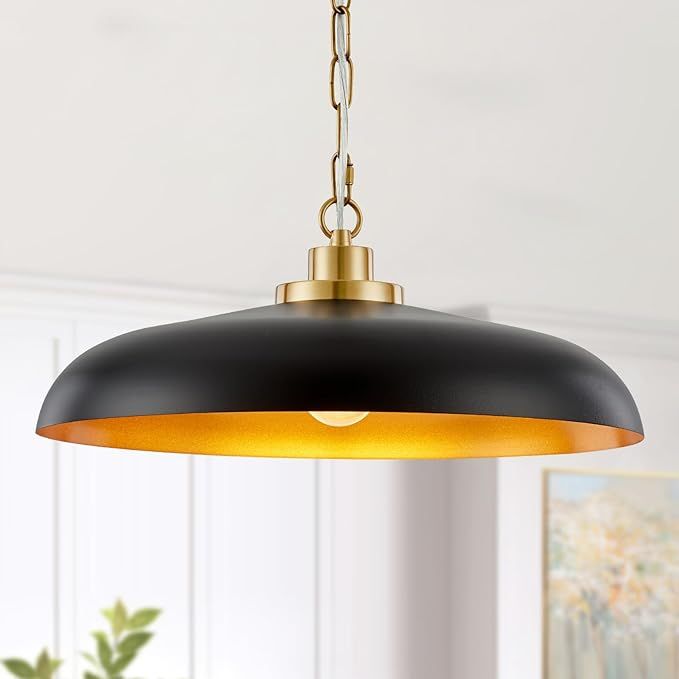 NZZDYI Large Black and Gold Pendant Lighting 17.7inch Farmhouse Pendant Light Fixtures for Kitche... | Amazon (US)