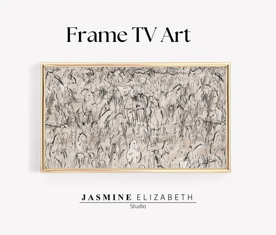 Samsung Frame TV Art: Abstract Horse Herd Oil Painting (Digital Download) | Etsy (US)