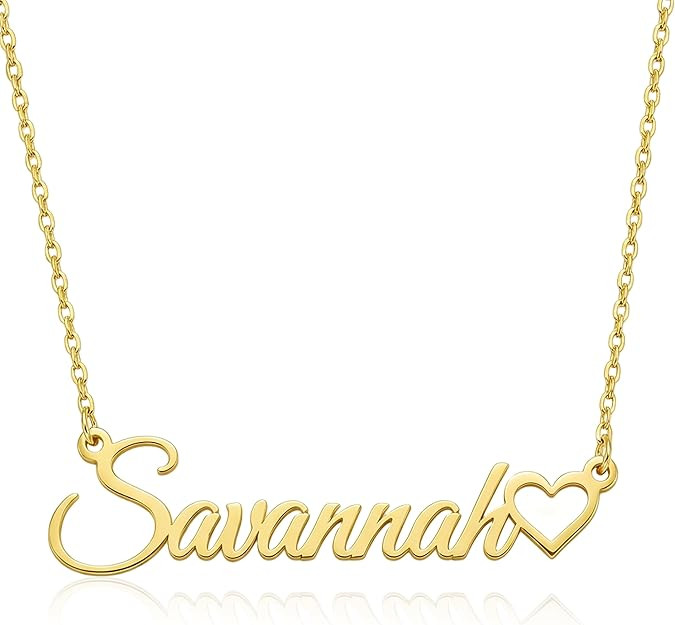 bccpnl Personalized Name Necklace — 18K Gold Plated Nameplate, 14 Fonts, Includes Custom Icon, ... | Amazon (US)
