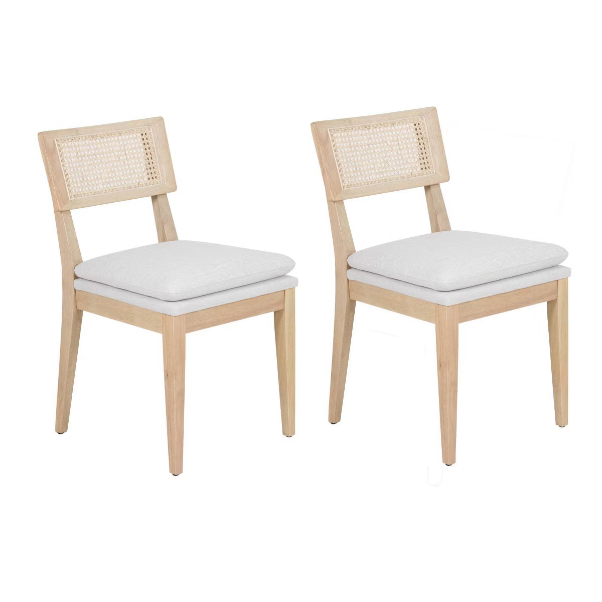 East at Main 2pc Monroe Cane Back Side Armless Dining Chairs Beige: Kiln-Dried Rubberwood, Cotton... | Target
