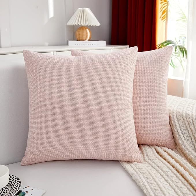 MERNETTE Pack of 2, Linen Decorative Square Throw Pillow Cover Cushion Covers Pillowcase, Home De... | Amazon (US)