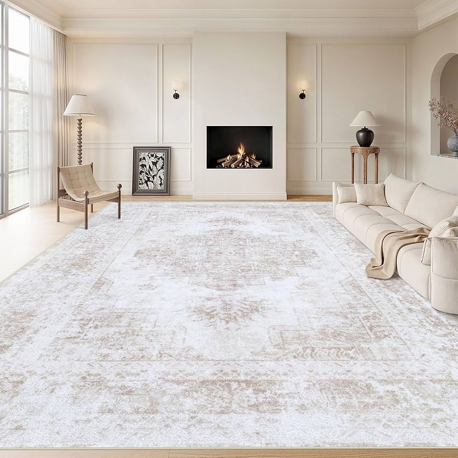 XLUEZ Area Rug 9x12 Living Room Rug, Machine Washable Vintage Distressed Medallion Rug Non-Slip S... | Amazon (US)