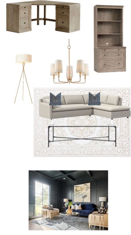 Devin’s office 
Cream Couch 
Navy blue Pillows 
Pottery barn Desk 
Home 
Decor 

#LTKhome #LTKsalealert