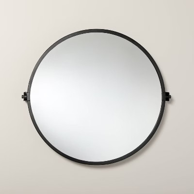 30" Round Bathroom Vanity Pivot Mirror Black Finish - Hearth & Hand™ with Magnolia: Wall Mount,... | Target
