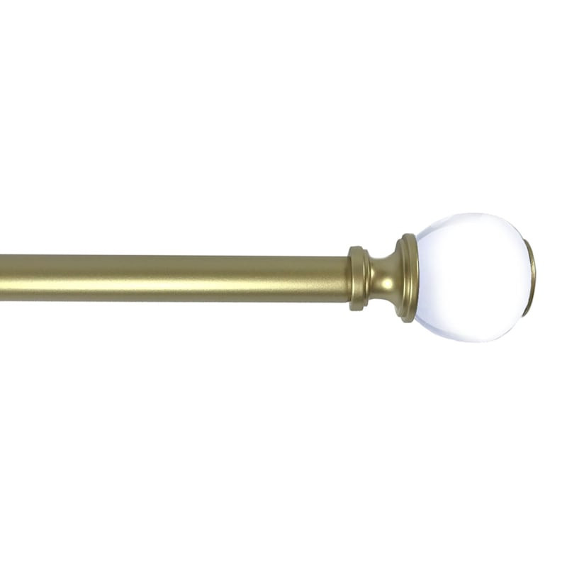 Turner 1/2" Clear Ball Brass Finish Adjustable Curtain Rod, 36-72" | At Home