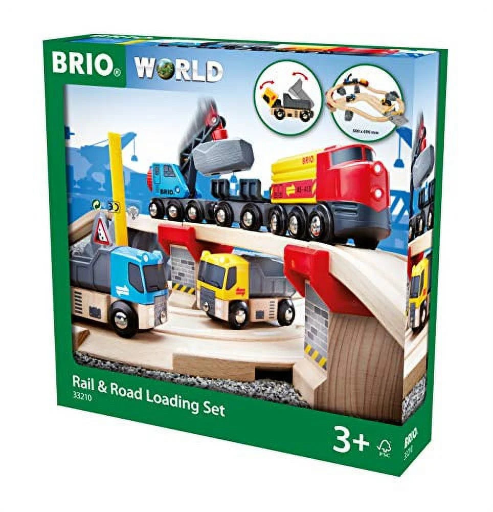BRIO World 33210 - Rail & Road Loading Set - 32 Piece Wooden Toy Train Set for Kids Age 3 and Up | Walmart (US)