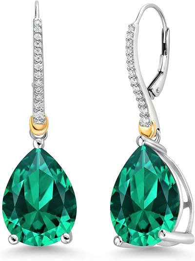 Gem Stone King 12-22 Cttw Gemstone Birthstone and White Moissanite Teardrop Drop Dangle Earrings ... | Amazon (US)