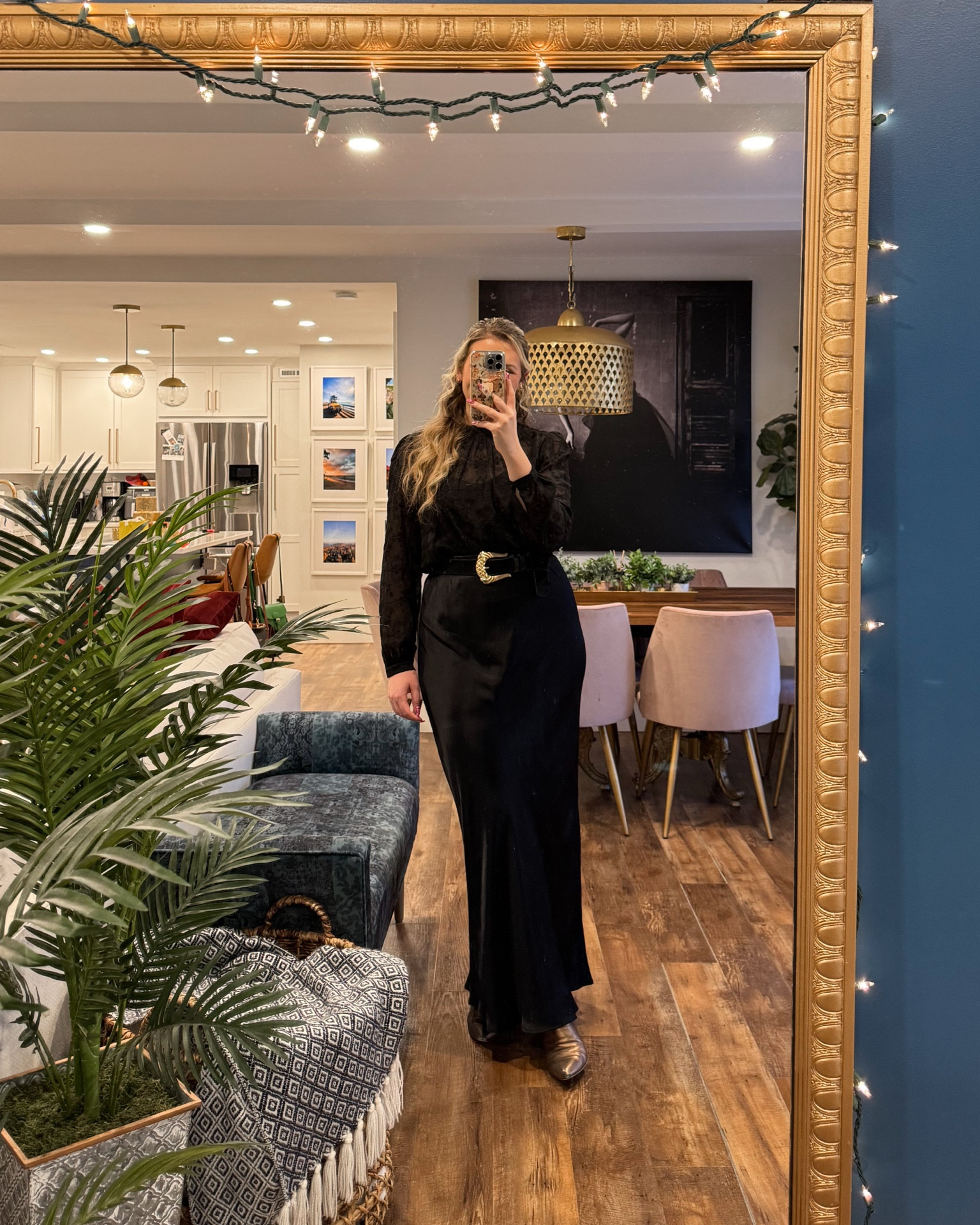 Anthropologie Tilda maxi slip skirt wearing a large, but I like the maxi skirts with the slits better (linked both). Sezane top also in a large! Holiday outfits, holiday party outfit, Christmas outfits 

#LTKHoliday #LTKStyleTip #LTKMidsize