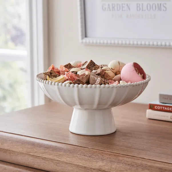 Ceramic Ribbed Bowl with Beaded Edge | Dunelm
