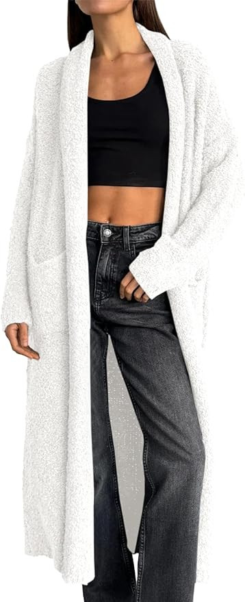 Saodimallsu Womens Open Front Long Cardigan Sweaters Oversized Chunky Fuzzy Lapel Fall 2024 Trend... | Amazon (US)