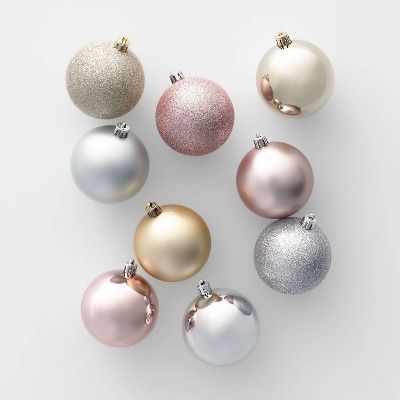 50ct 70mm Shatter Resistant Christmas Ornament Set Blush - Wondershop™ | Target