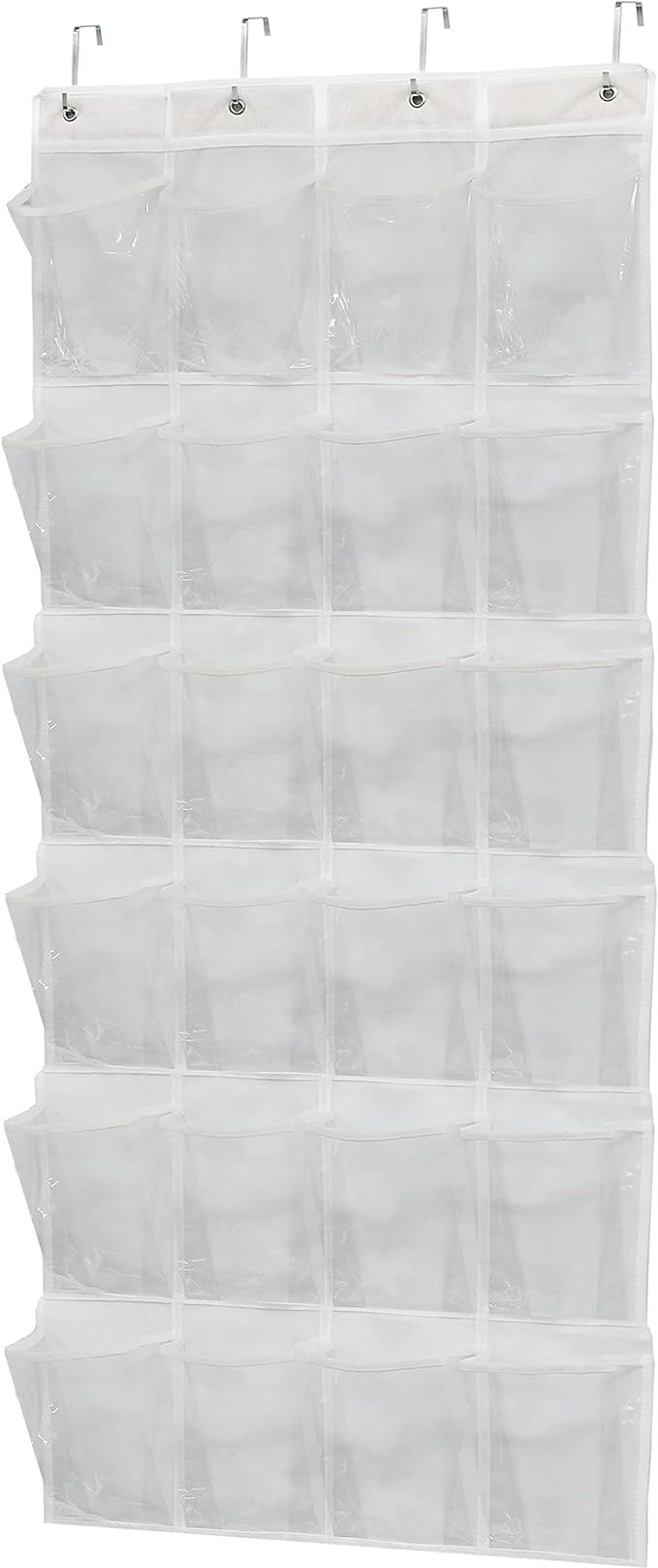 Simple Houseware 24 Pockets Large Clear Pockets Over The Door Hanging Shoe Organizer, White (56" ... | Amazon (US)