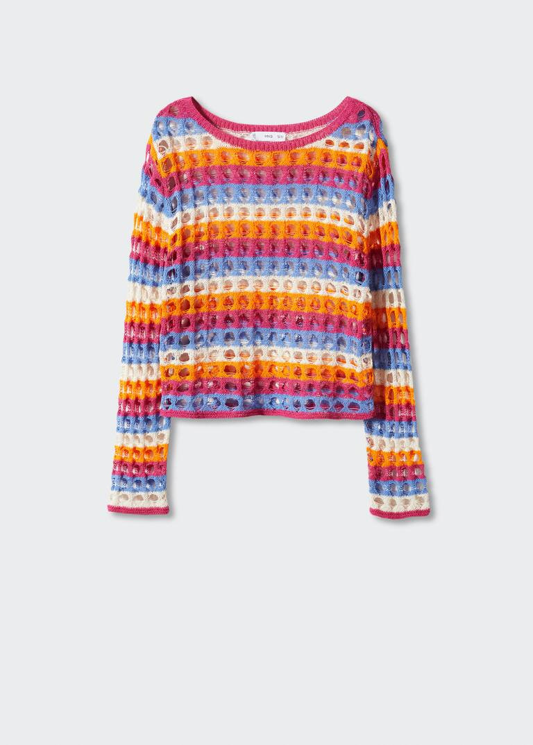 Multi-colored crochet sweater -  Women | Mango USA | MANGO (US)